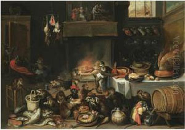 Apes Celebrating In The Kitchen - view 1