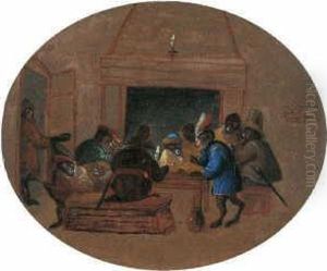 Wirtshausszene Mit Affen by Ferdinand van Kessel