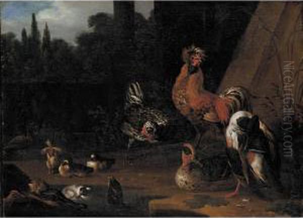 Interior With Monkeys Eating, Drinking And Smoking - view 1