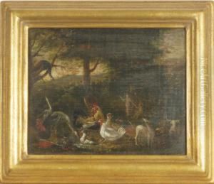 Adam And Eve In The Garden Of Eden by Jan van Kessel