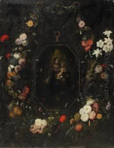 Madonnan Med Barnet I Blomstergirland by Jan van Kessel
