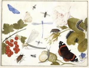 Still Life Of Insects With Fruit And Flowers by Jan van Kessel