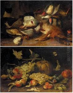 Still Life With A Pumpkin, Figs,
 Grapes, Apricots Together With A Pomegranate; Still Life With 
Partridges, Snipe, Finches And Other Birds Together With A Hare