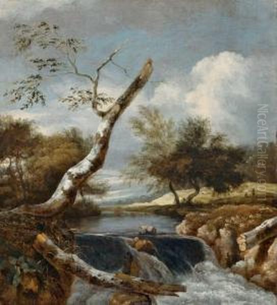 Landschaft Mit Abgebrochenem Baum Und Wasserfall - view 1