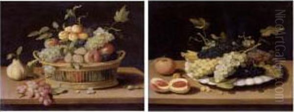 Still Life Of Fruit In A Basket
And Still Life Of Grapes On A White Plate: A Pair Of Paintings - view 1