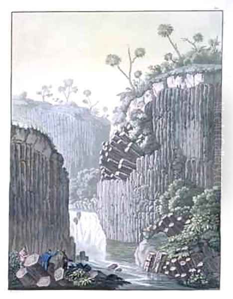 Explorers with Humboldts Expedition in the Basalt Cliffs at Regla Mexico - view 1