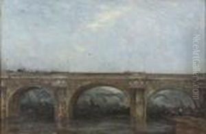 A Bridge Crossing The Thames, Londen by Willem Van Konijnenburg