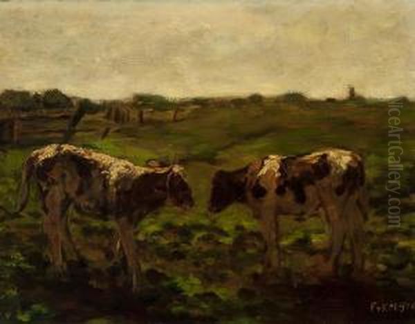 Two Young Cows - view 1