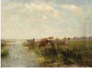 Cows In A Polder Landscape by Fedor Van Kregten