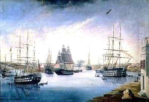 Puerto de Mahon with Ships by Joan Font