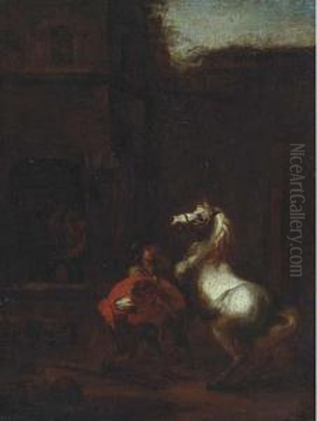 A Blacksmith And A Peasant With A White Horse - view 1