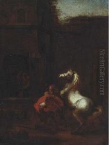 A Blacksmith And A Peasant With A White Horse