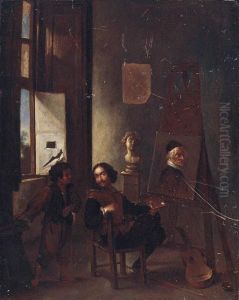 A Painter In His Studio by Pieter Van Laer (BAMBOCCIO)