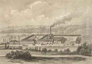 View of the factory at Trois Fontaines by Michel Charles Fichot