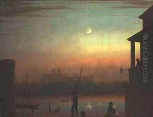 The Thames by Moonlight by Thales Fielding