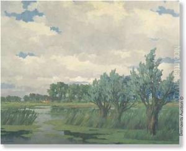 Overmeirelake. Board. Signed 'k.van Lerberghe' - view 1