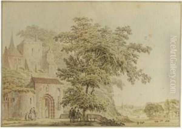 A Tree By The Gateway To A Castle, An Extensive Landscape Beyond - view 1