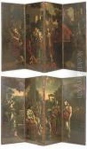 The Charity Of Saint Laurence
(?); And A Woman Having Her Feet Washed Amongst Other Figures By
Classical Building by Pieter van Lint