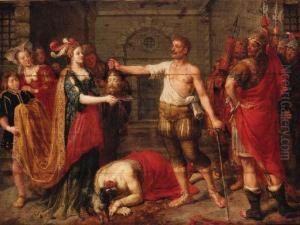 Salome Presented With The Head Of Saint John The Baptist by Pieter van Lint