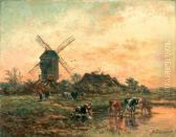 Vaches Au Moulin Pres De Dordrecht - view 1