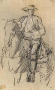 Study Of A Man On A Horse