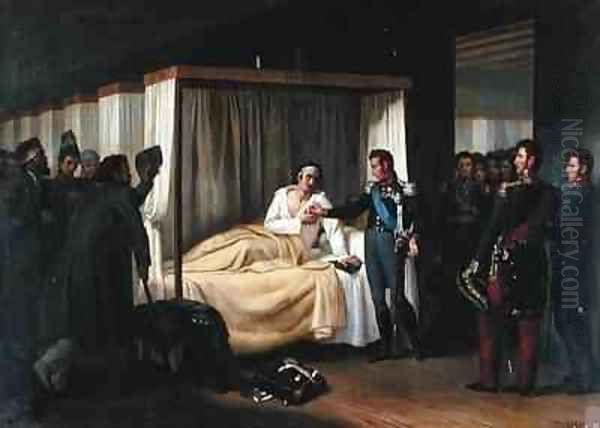 Louis de Bourbon 1775-1844 Duc dAngouleme visiting the hospital in Chiclana during the French expedition in Spain in 1823 to restore Ferdinand VII 1784-1833 - view 1