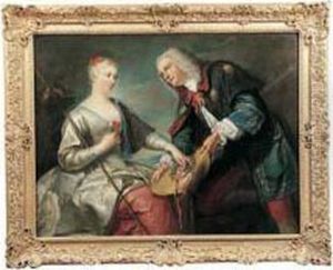 Une Bergere Courtisee Par Un Pelerin De Saint Jacques De Compostelle by Jean Baptiste van Loo