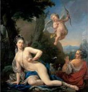 Allegorical Portrait Of A Lady As Diana Wounded By Cupid by Louis-Michel Van Loo