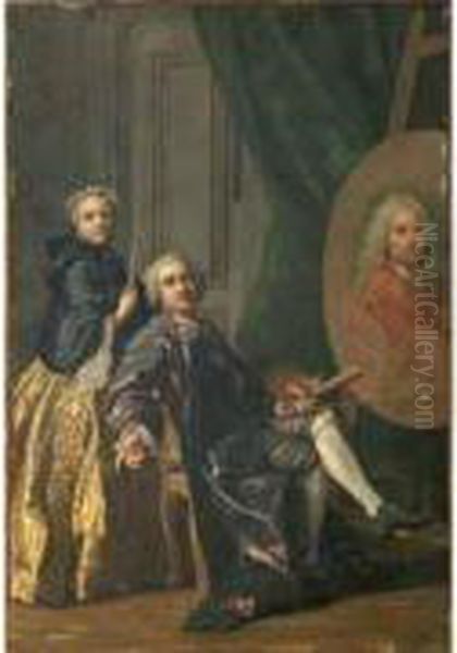 Louis Michel Van Loo Peignant Le Portrait De Son Pere, Conseille
Par Sa Soeur - view 1