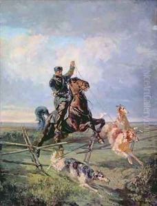 Huntsman with the Borzois by Rudolph Frenz