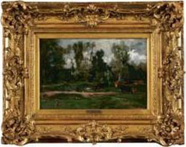 Berger Et Son Troupeau Au Bord De La Riviere - view 1