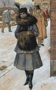 Street Scenery In Winter,amsterdam by Han Van Meegeren