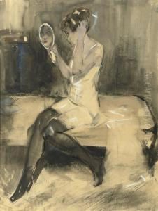 Girl Looking In A Mirror by Han Van Meegeren