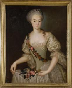 Junge Edeldame Mit Blumen.