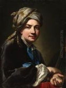 Portrait Of The Artist, Half-length, In An Embroidered Grey Turbanand Dark Grey Coat