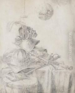 Nature Morte Au Casque, A L'epee by Frans van Mieris