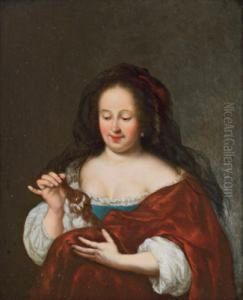 Bildnis Einer Dame Mit King-charles-spaniel Welpen