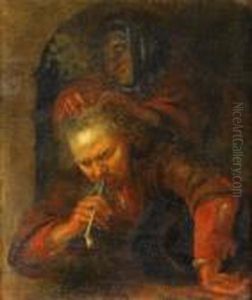 Interior Med Man Och Kvinna by Frans van Mieris