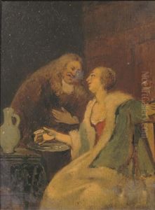 A Merry Couple Having A Meal Of Oysters by Frans van Mieris