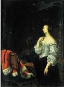 Femme Devant Un Miroir Avec Une Servante by Frans van Mieris