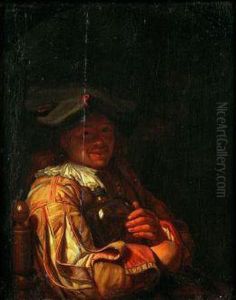 Portrait D'homme Tenant Un Flacon by Frans Ii Van Mieris