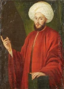 Portrait D' Homme En Turban. by Jan-Baptiste Vanmour