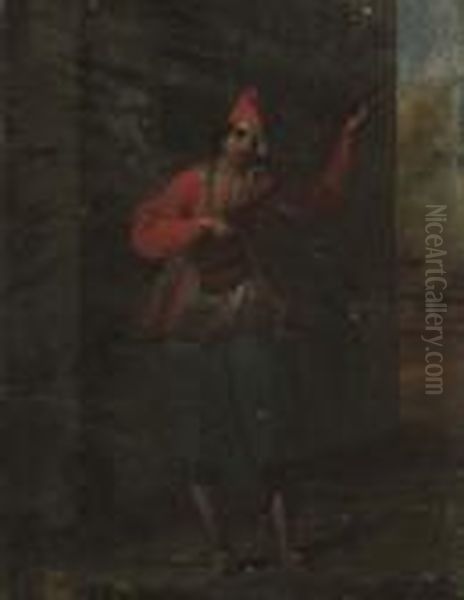 A Man Playing A Lute - view 1