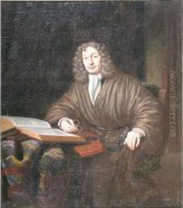 Portrait D'un Gentilhomme A Sa Table De Travail by Michiel van Musscher