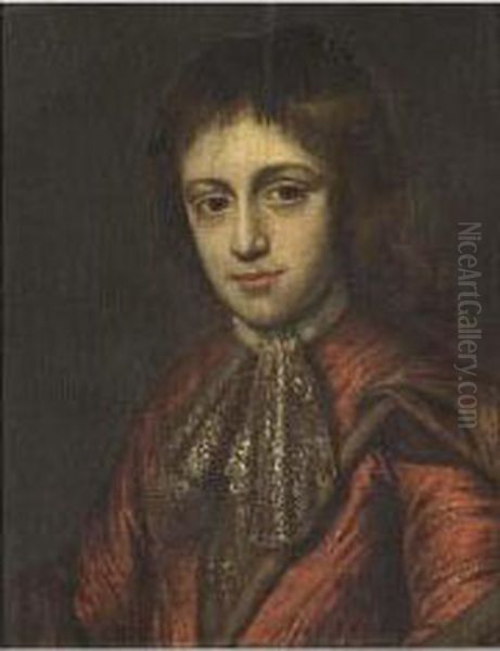 A Portrait Of A Boy, Bust
Length, Wearing A Red Costume With A White Chemise And Brown Velvet
Cloak - view 1