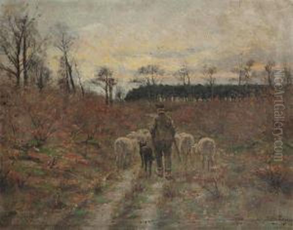 Shepherd With Sheep - view 1