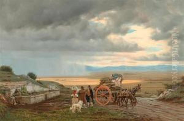 Roman Landscape With Travellers by Jacques Alfred Van Muyden