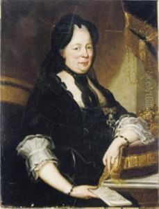 Portrait Of Empress Maria 
Theresa Of Austria, Seatedthree-quarter-length, In A Black Dress, 
Holding A Letter
