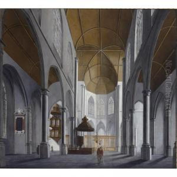 A Church Interior With A
Crippled Man In The Foreground, And Other Figures In The Background - view 1