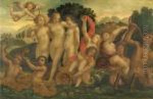 A Mythological Scene With Nymphs And Tritons by Adriaen van Nieulandt